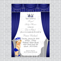 Royal Blue and Silver Little Prince Baby Shower Invite, Blonde

