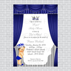 Royal Blue and Silver Little Prince Baby Shower Invite, Brunette