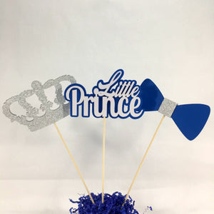 Royal Blue & Silver Little Prince Centerpiece Sticks