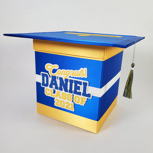 Royal Blue, Yellow Gold, White Graduation Card Box