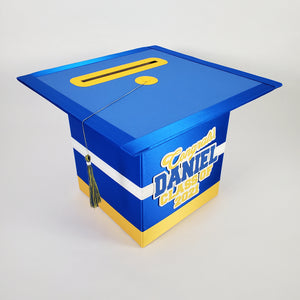Royal Blue, Yellow Gold, White Class of 2021 Graduation Card Box
