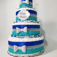 Royal Prince Diaper Cake - Royal Blue, Teal, Silver
