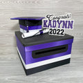 Graduation Card Box - Purple, Black, White 10x10