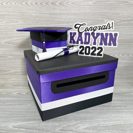 Graduation Card Box - Purple, Black, White 10x10