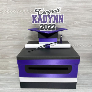 Graduation Card Box - Purple, Black, White 10x10