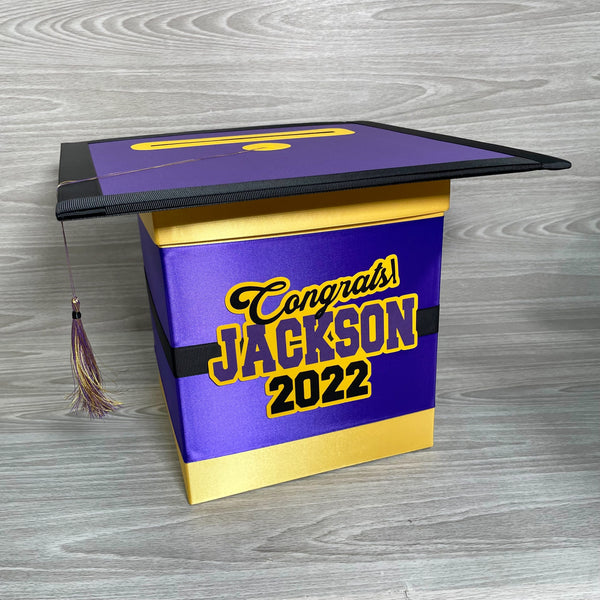 Royal Purple, Yellow Gold & Black Graduation Card Box