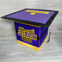Graduation Cap Card Box - Purple, Yellow, Black