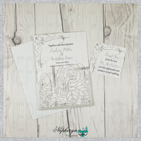 Silver & White Wedding Invitation Set