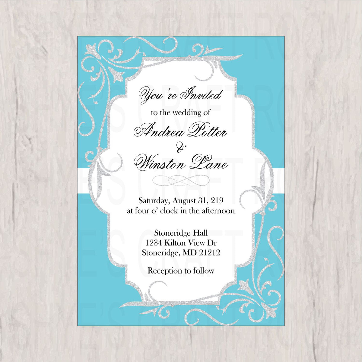 Blue & Silver Wedding Invitation