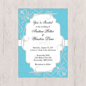 Blue & Silver Wedding Invitation