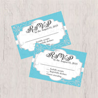 Blue & Silver Wedding RSVP Cards
