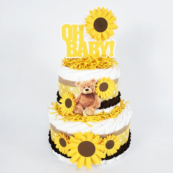 Sunflowers & Teddy Bears Diaper Cake