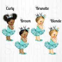 Little Princess Candy Bar Labels - Teal, Silver
