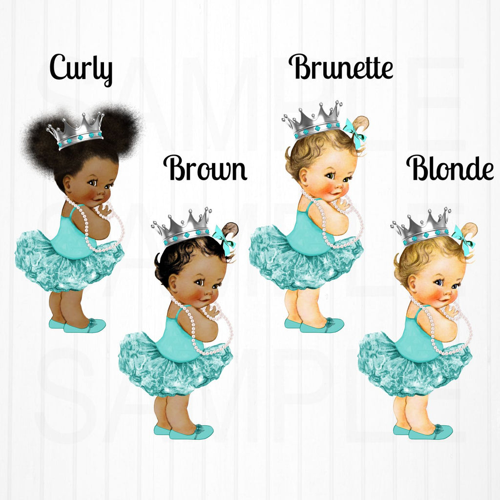 Princess Invite, Diaper Raffle - Teal, Silver