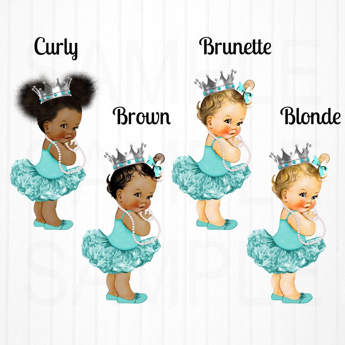 Princess Invite, Diaper Raffle - Teal, Silver