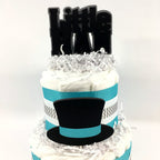 Teal, Black, & Gray Little Man Diaper Cake Centerpiece