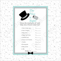 Printable Little Man Baby Shower Game Pack - Teal, Gray
