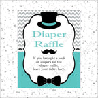 Teal & Gray Little Man Baby Shower Diaper Raffle Sign