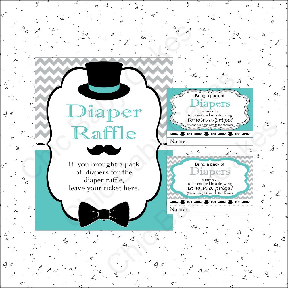 Teal & Gray Little Man Baby Shower Diaper Raffle Set