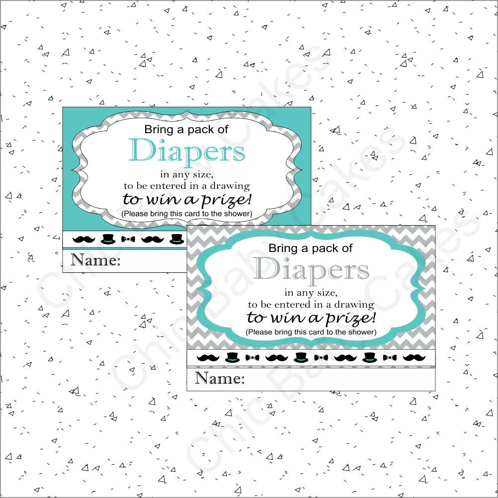 Teal & Gray Little Man Baby Shower Diaper Raffle Tickets