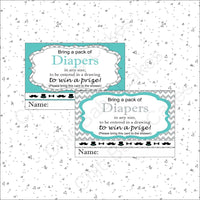 Teal & Gray Little Man Baby Shower Diaper Raffle Tickets