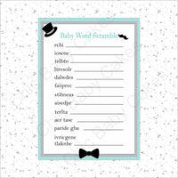 Printable Little Man Baby Shower Game Pack - Teal, Gray