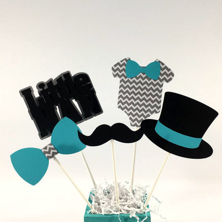 Teal and Gray Little Man Centerpiece Sticks