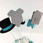 Little Man Centerpiece Sticks - Teal, Gray