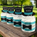 Teal, Gray, & Black Little Man Mini Diaper Cakes