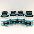 Little Man Mini Diaper Cakes, Teal, Gray