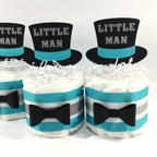 Little Man Mini Diaper Cakes, Teal, Gray