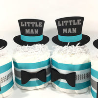 Little Man Mini Diaper Cakes - Teal, Gray
