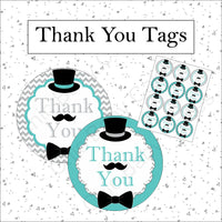 Little Man Thank You Tags, Teal & Gray
