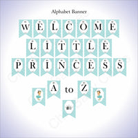 Teal & Silver Little Princess Alphabet Banner, Brunette
