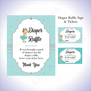 Teal & Silver Girl Diaper Raffle Set, Blonde