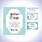 Teal & Silver Girl Diaper Raffle Set, Brown