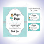 Teal & Silver Girl Diaper Raffle Set, Brunette