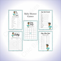 Princess Baby Shower Game Pack - Teal, Silver