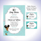 Princess Invite, Diaper Raffle - Teal, Silver