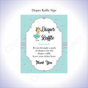 Teal & Silver Girl Diaper Raffle Sign, Blonde