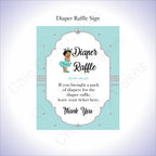 Teal & Silver Girl Diaper Raffle Sign, Brown