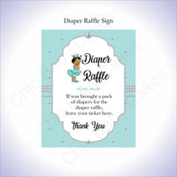 Teal & Silver Girl Diaper Raffle Sign, Brown
