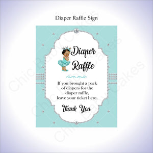 Teal & Silver Girl Diaper Raffle Sign, Brown