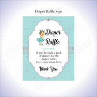 Teal & Silver Girl Diaper Raffle Sign, Brunette
