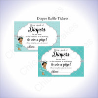 Teal & Silver Girl Diaper Raffle Sign Tickets, Brown

