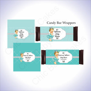 Teal & Silver Princess Candy Bar Wrappers, Blonde