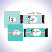 Teal & Silver Princess Candy Bar Wrappers, Brown