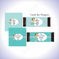 Teal & Silver Princess Candy Bar Wrappers, Brunette