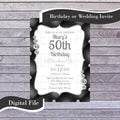 Black & Silver Birthday or Wedding Invite