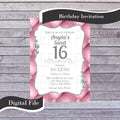 Pink & Silver Birthday or Wedding Invitation